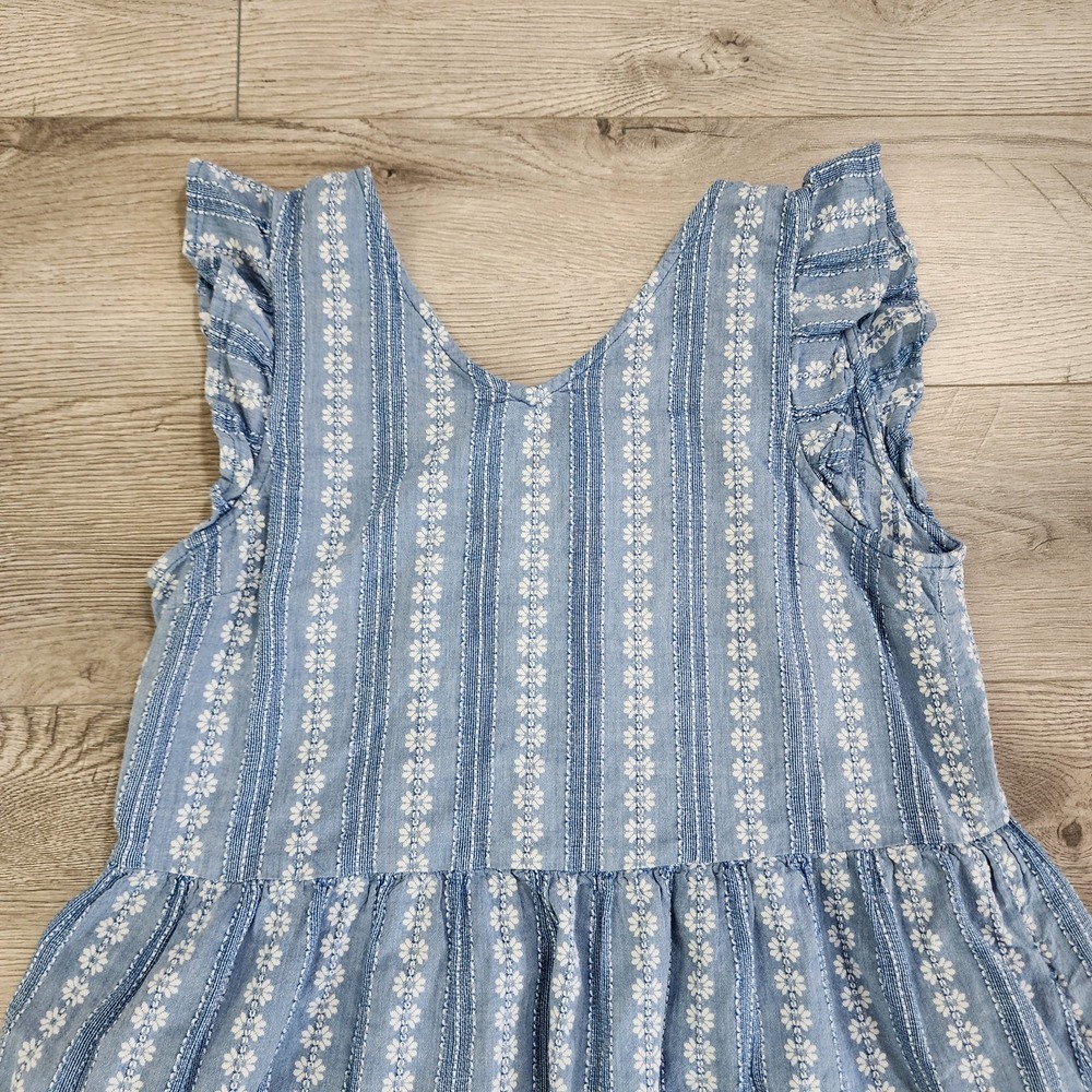 Peyton & Parker Women's Dress Size XL Blue White Sleeves Ruffle Packers - Picture 2 of 10